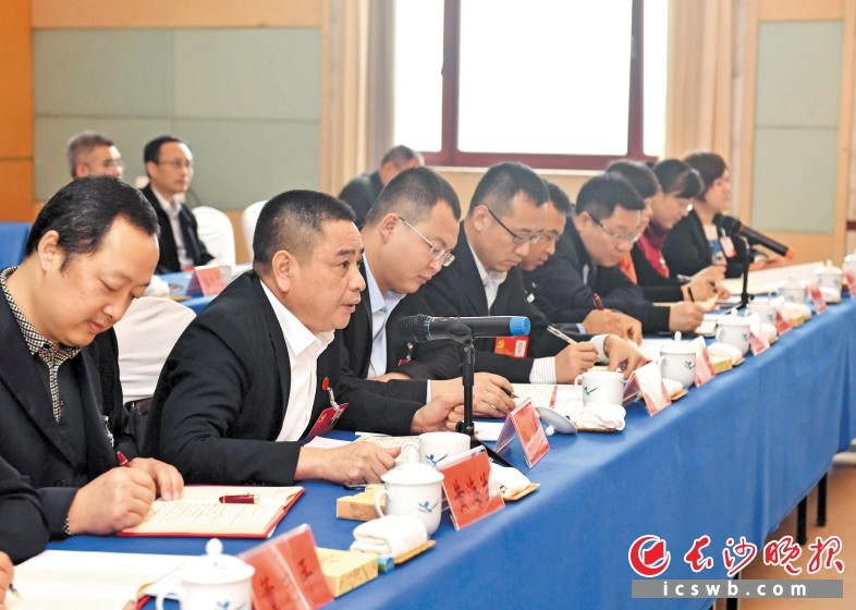 昨日,参加省第十一次党代会的代表讨论审议党代会报告时,踊跃发言。长沙晚报记者 周柏平 摄