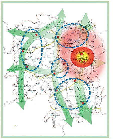 城市化战略格局:一核五轴四组团 城市化战略格局:一核五轴四组团